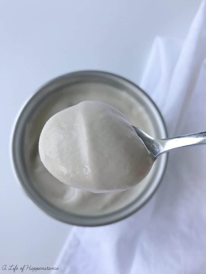 A spoonful of sweet cashew cream. 